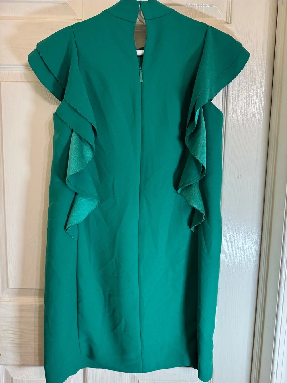 kate spade Emerald Green Mock Neck Ruffle Sleeve Mini Dress  Sz 4